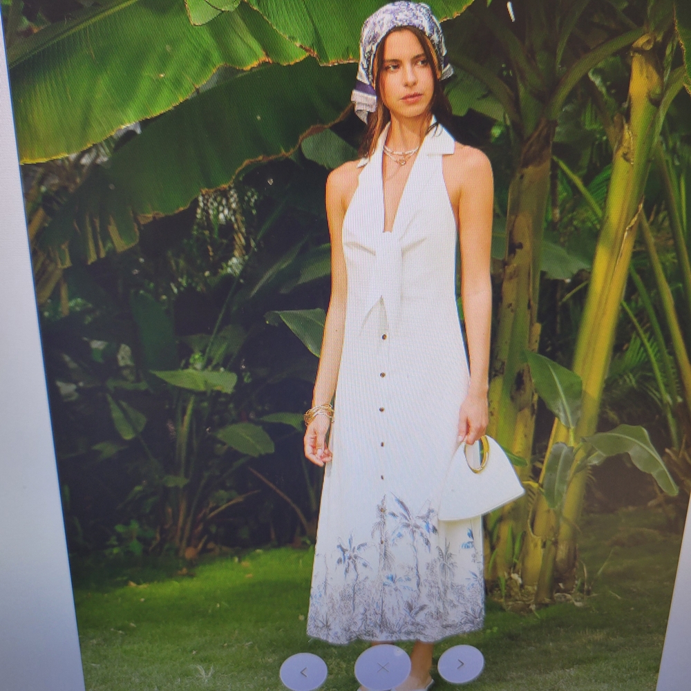 Commense White and Blue Maxi Dress